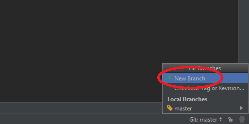 Создание ветки Git в PhpStorm