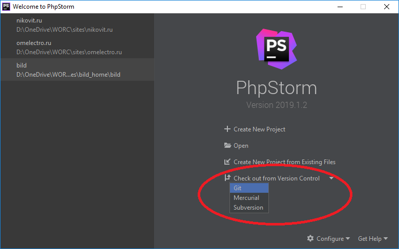 Подключение GitHub проекта в PhpStorm