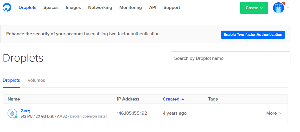 Выбор дроплета в DigitalOcean