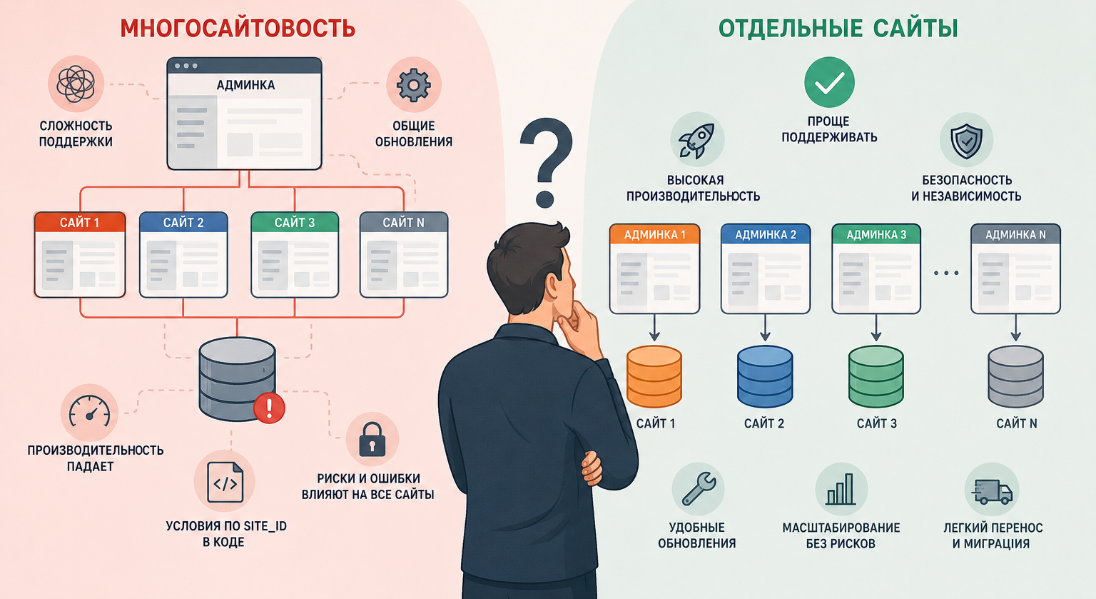 Когда не стоит использовать многосайтовость 1С-Битрикс: опыт, проблемы и реальные примеры