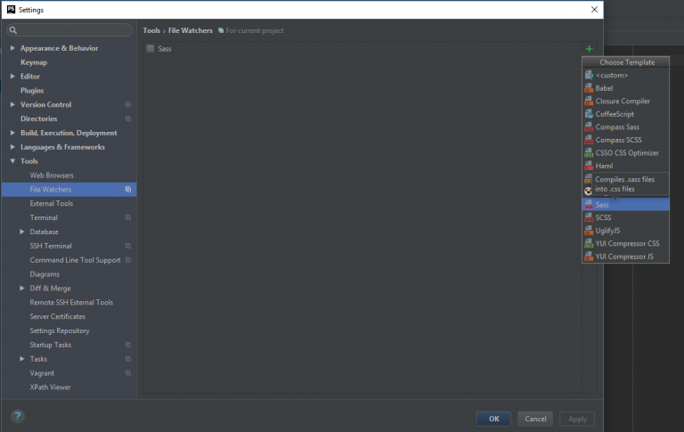 File Watchers SASS в PhpStorm