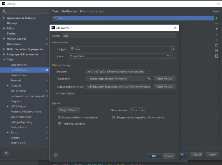 Настройки Deployment PhpStorm